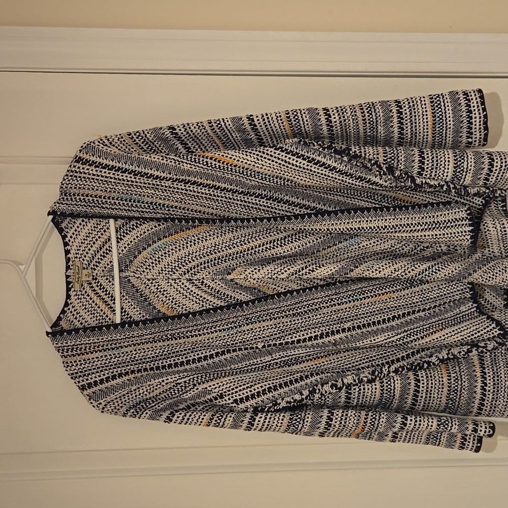 Lucky Brand Navy and Cream Knit Cardigan
